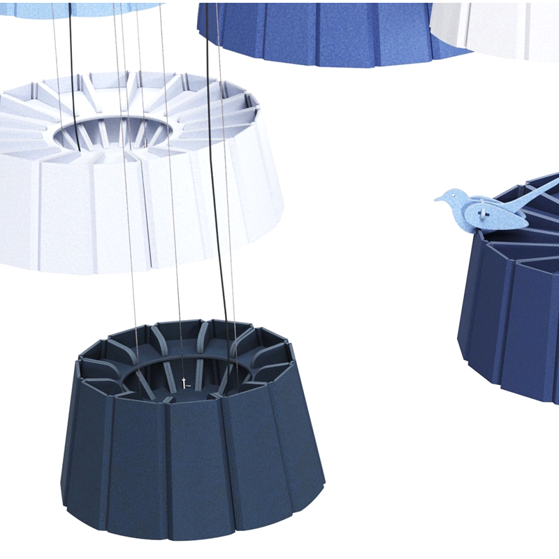 Modern design akoestisch paneel Baffles Geluidabsorberende en milieuvriendelijke polyester vezelplaatstripvorm voor gebruik in de sportschool