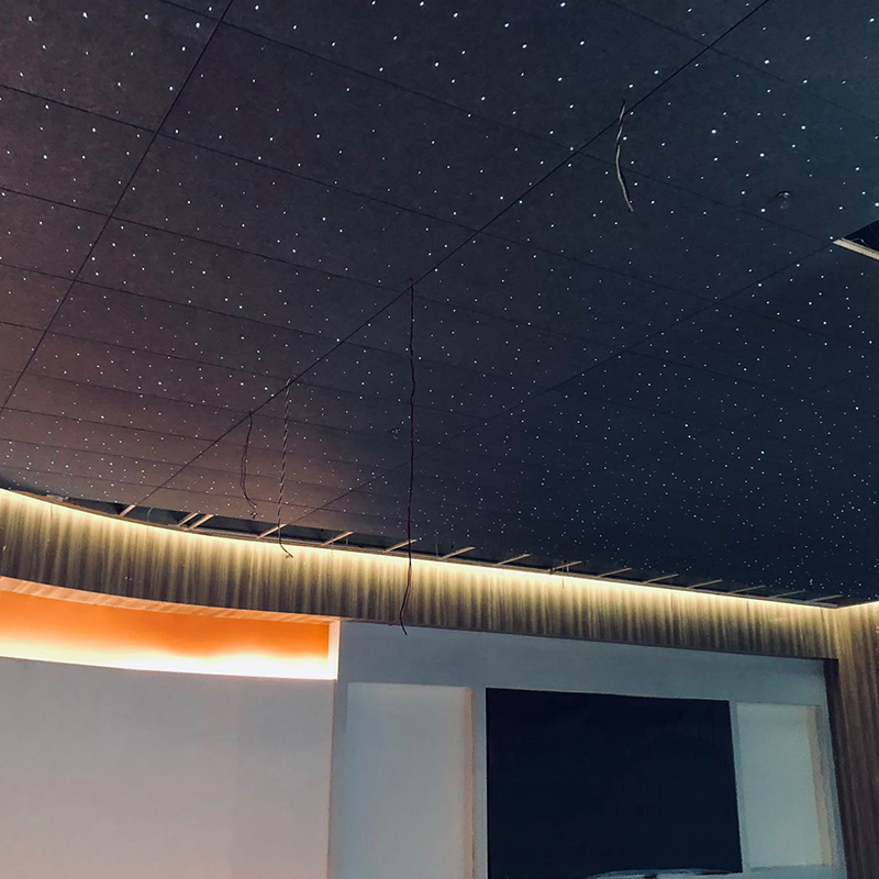Effen kleur kleurrijke glasvezel akoestische panelen voor moderne hotels Afstandsbediening Ambient Star Light Heat Stretch Grafisch ontwerp