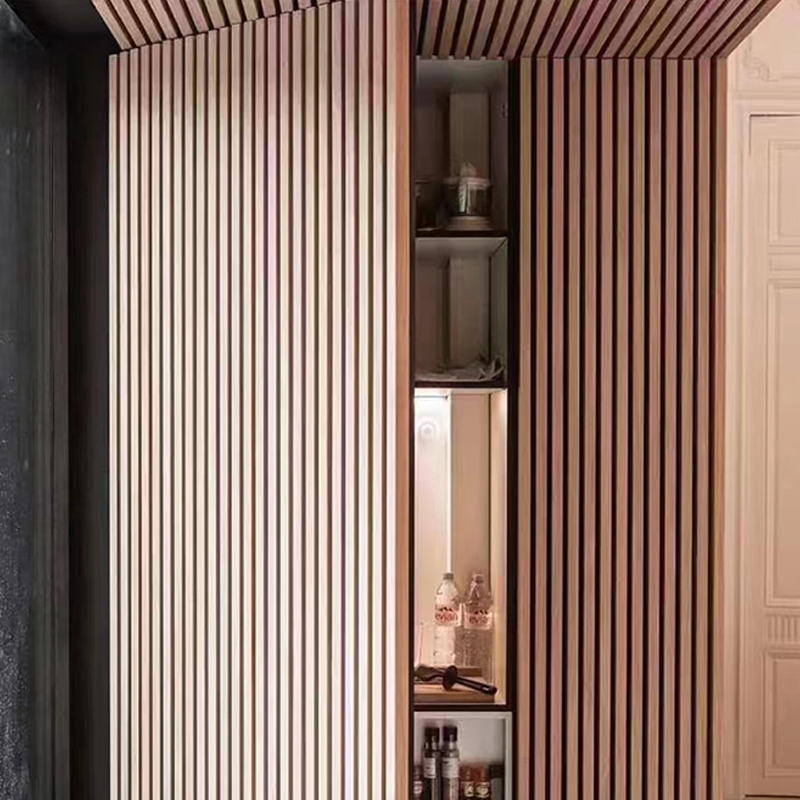 Spesonic houten lamellenwandpaneel voor interieur Ruisonderdrukkende akoestische decoratieve 3D geluidsabsorberende wandpanelen Akupanel